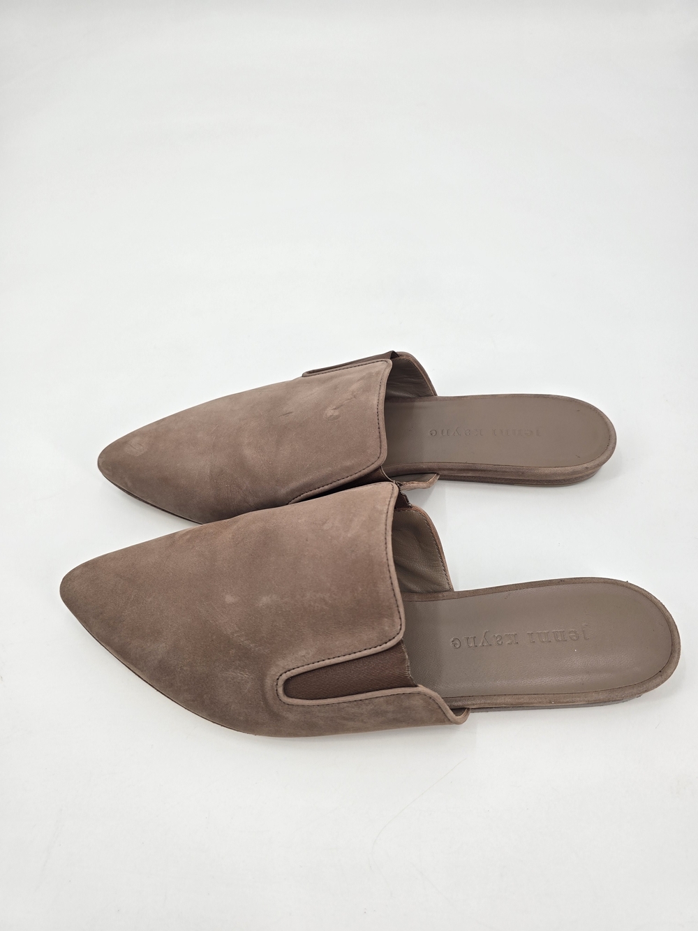 Jenni Kayne Taupe Suede Pointed-Toe Mules Size 38 7.5